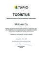 Todistus mets�koneyrityksen laatuj�rjestelm�n auditoinnista