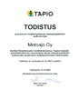 Todistus puutavaran kuljetusyrityksen laatuj�rjestelm�n auditoinnista